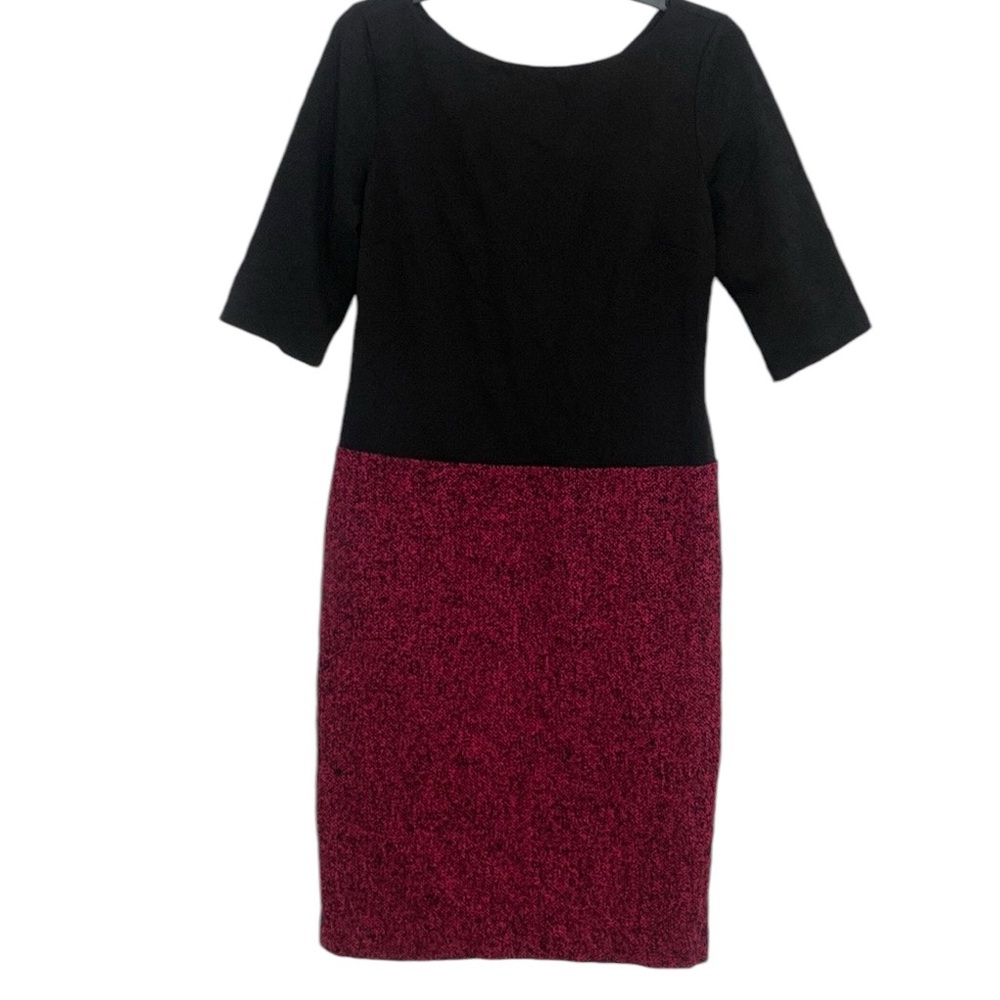 Talbots Black Top Violet Tweed Bottom 1/2 Sleeve Dress US 10 NWT